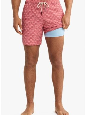 Fair Harbor Bayberry Red Palms, Chafe-Free Swim Trunks, M (NWT)